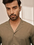 Men Mehendi Green Cambric Cotton Full Sleeve Yoga Kurta